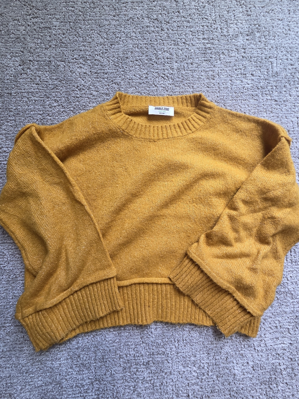 Double Zero Ochre Cropped Scoop Crewneck Sweater